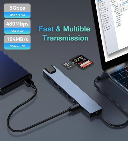 ABC 10 in 1 Type C USB HUB Docking Station 10-in-1 USB C Hub with 4K HDMI, RJ45 Ethernet , 100W PD , 2 USB-C, 4 USB 3.0, SD/TF