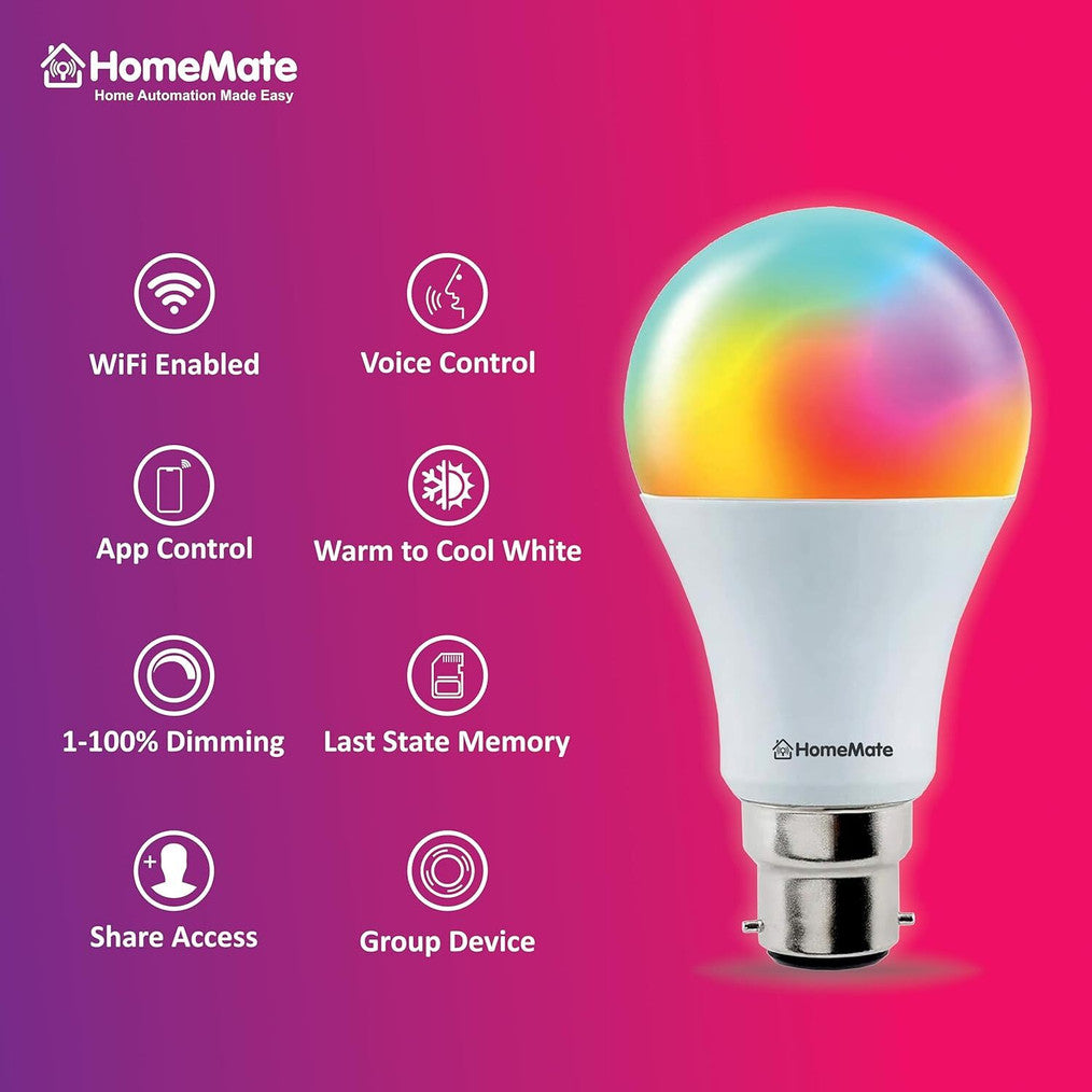 Smart LED Bulb 9W RGB WiFi — App Controlled