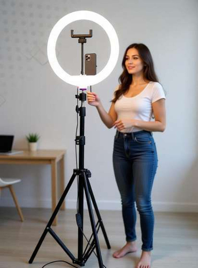 Webilla 10'' RGB LED Ring Light with Adjustable Tripod Stand and Phone Holder Ring Flash