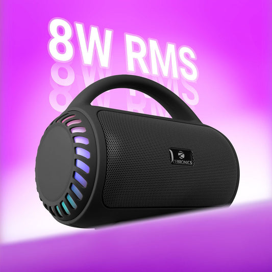 ZEBRONICS County 5 Plus,TWS, USB,8 Multi-Color LED Modes,Call Function,Deep Bass 8 W Bluetooth Speaker