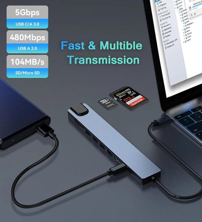 ABC 10 in 1 Type C USB HUB Docking Station 10-in-1 USB C Hub with 4K HDMI, RJ45 Ethernet , 100W PD , 2 USB-C, 4 USB 3.0, SD/TF