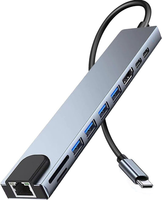 ABC 10 in 1 Type C USB HUB Docking Station 10-in-1 USB C Hub with 4K HDMI, RJ45 Ethernet , 100W PD , 2 USB-C, 4 USB 3.0, SD/TF