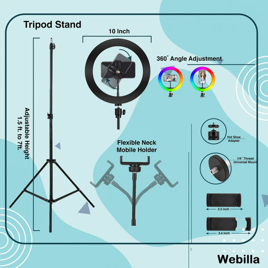LED Ring Light 10-inch with Phone Holder