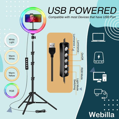 LED Ring Light 10-inch with Phone Holder