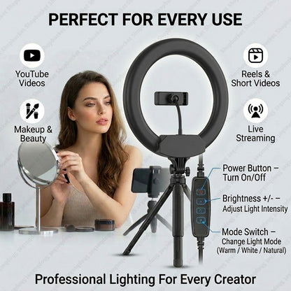 shopbucket 12 Inch Ring Light & 3 Modes for YouTube Video Makeup Mobile Ring Flash