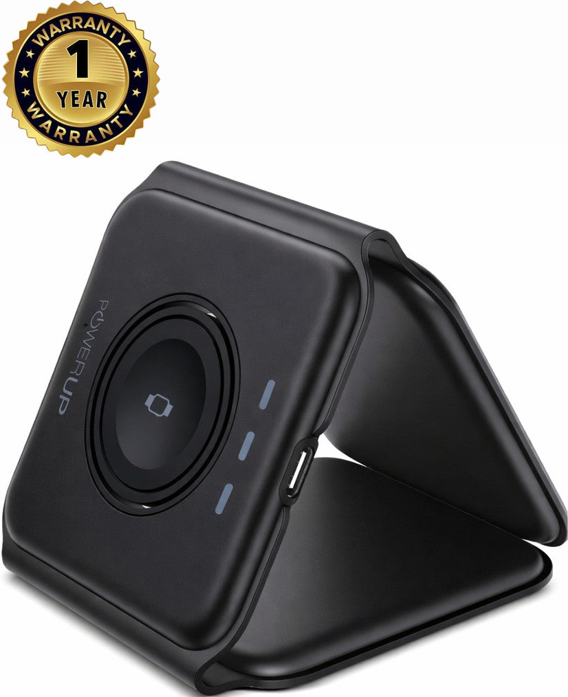 byte 3 in 1 Folding Magnetic Wireless Charger 15W - Built-in Powerful Magnet Charging Pad