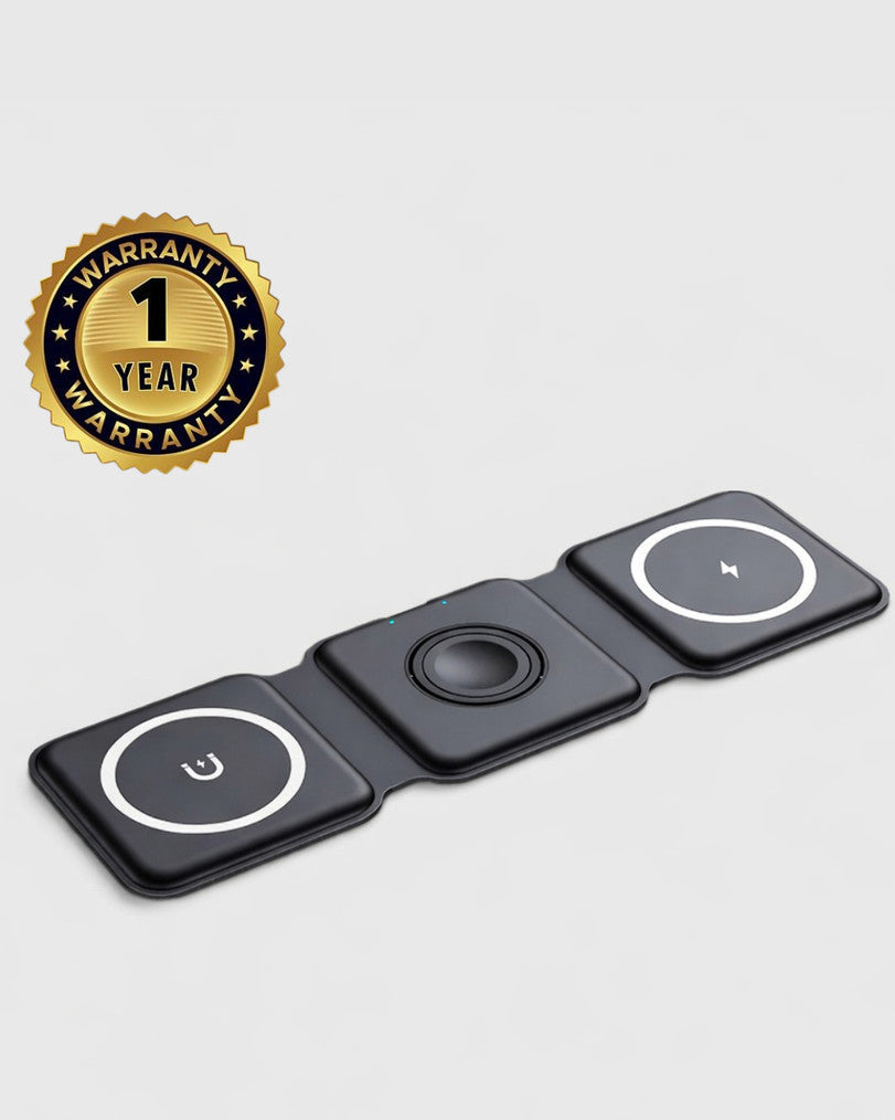 Amere 3 in 1 Folding Magnetic Wireless Charger 15W - Built-in Powerful Magnet Charging Pad