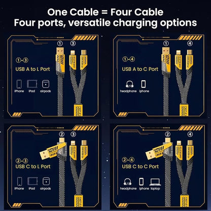 ELEPHANTBOAT 4-in-1 Cable 1.2 m 4 in 1 USB C Fast Charging Cable