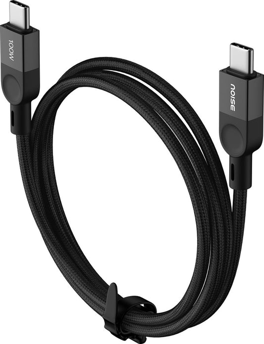 Noise Type C 1 m CB103 (Compatible with Type C Cable for iPhones 15 and Above, All Type C Androids Mobiles, Macbook, Infinite Black, One Cable, USB Type C To USB Type C, 100 W)