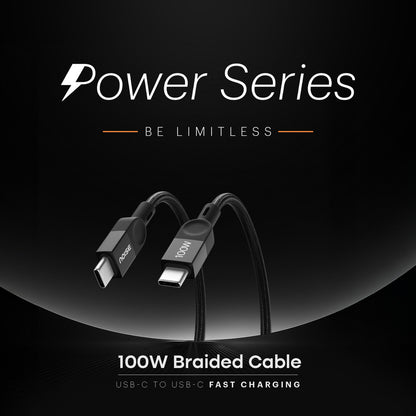 Noise Type C 1 m CB103 (Compatible with Type C Cable for iPhones 15 and Above, All Type C Androids Mobiles, Macbook, Infinite Black, One Cable, USB Type C To USB Type C, 100 W)