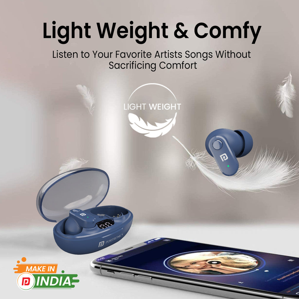 Portronics Twins S16 in Ear Earbuds With Mic,24H Playtime,GameMode,Clear Calls Bluetooth Headset
