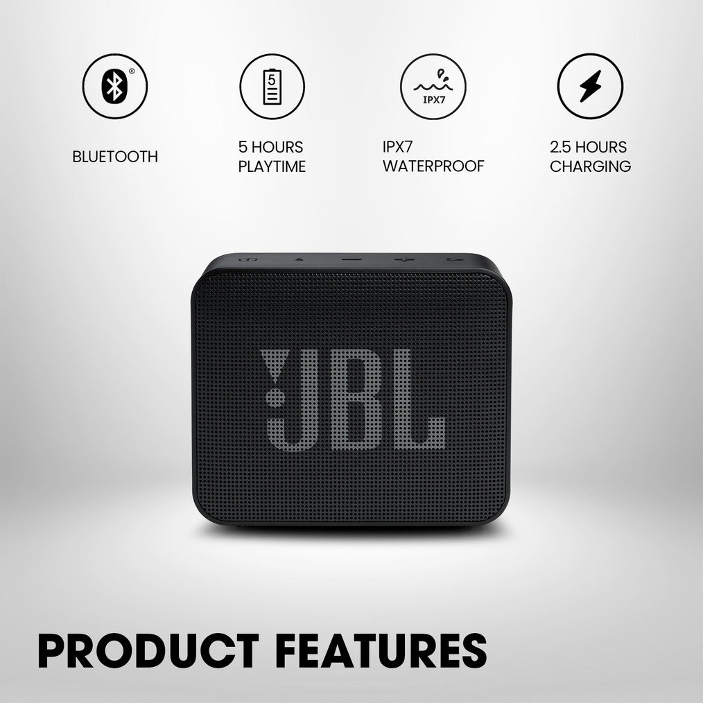 JBL Go Essential with Rich Bass, 5 Hrs Playtime, IPX7 Waterproof, Ultra Portable 3.1 W Bluetooth Speaker
