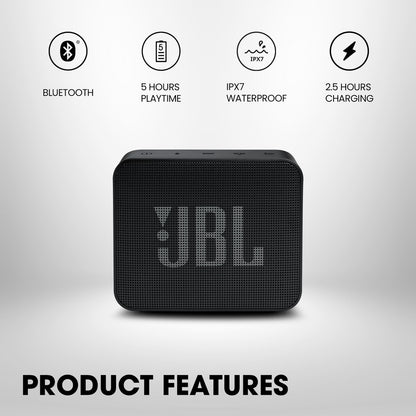 JBL Go Essential with Rich Bass, 5 Hrs Playtime, IPX7 Waterproof, Ultra Portable 3.1 W Bluetooth Speaker