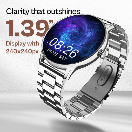 Noise Crew Go with 1.39" Display, BT Calling with Metal Strap and 7 Days Battery Life Smartwatch