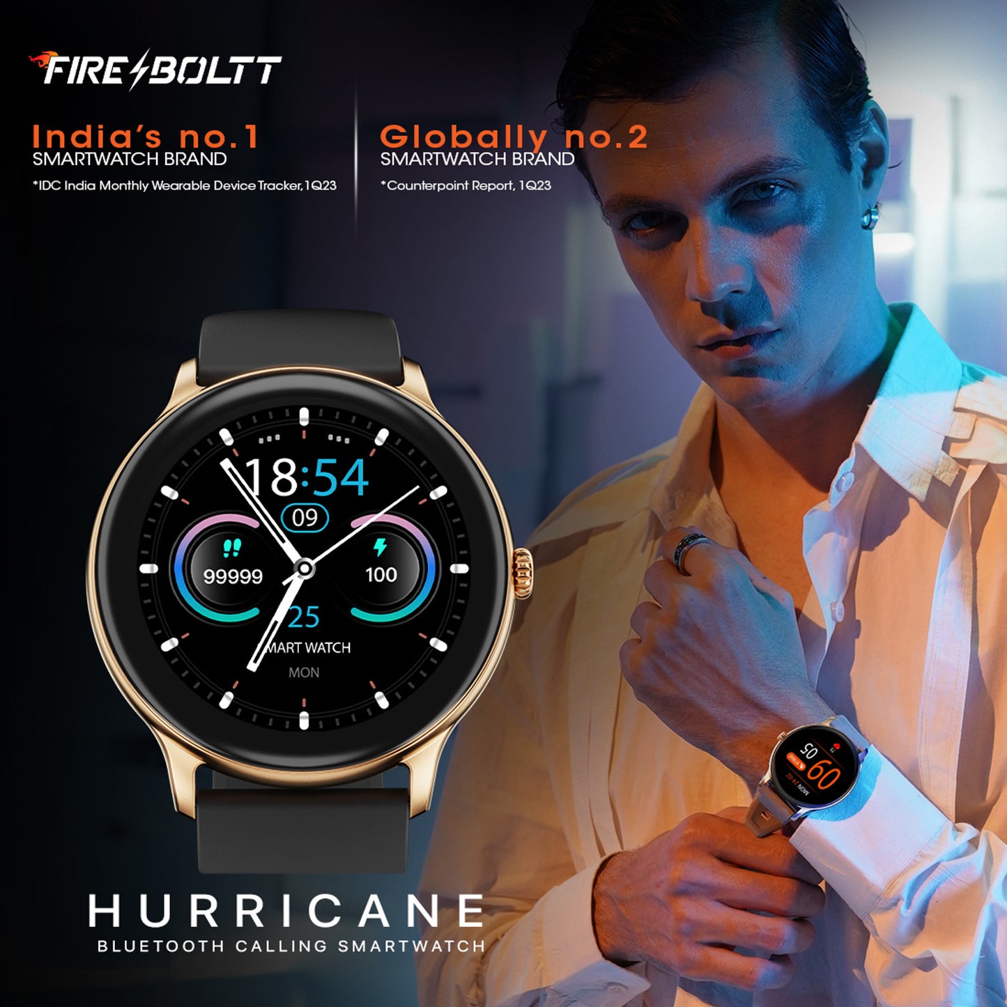 Fire-Boltt Hurricane 33.02mm (1.3) Curved Glass Display with BT Calling