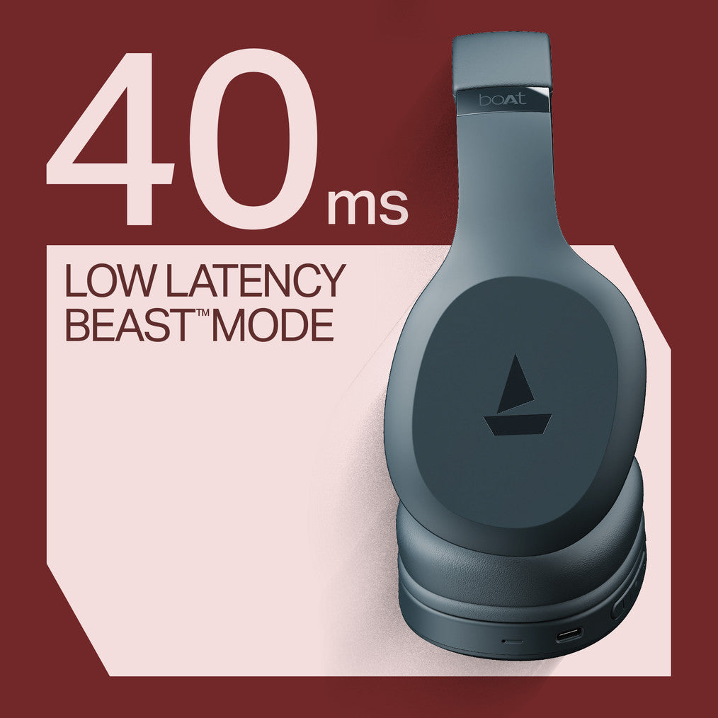 boAt Rockerz 412, 60H Battery,40ms Latency,ENx, Stream Ad Free Music via App Bluetooth Headset