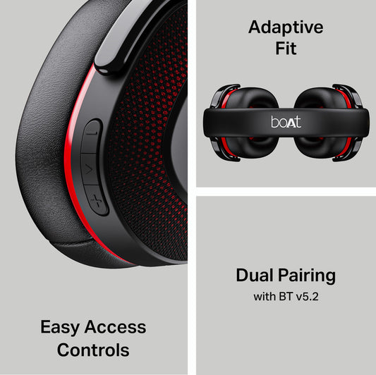 boAt Rockerz 413,60H Battery,ENx, BEAST Mode, Dual Pair, Stream Ad Free Music via App Bluetooth Headset