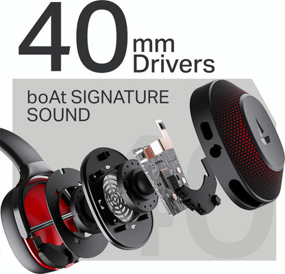 boAt Rockerz 413,60H Battery,ENx, BEAST Mode, Dual Pair, Stream Ad Free Music via App Bluetooth Headset