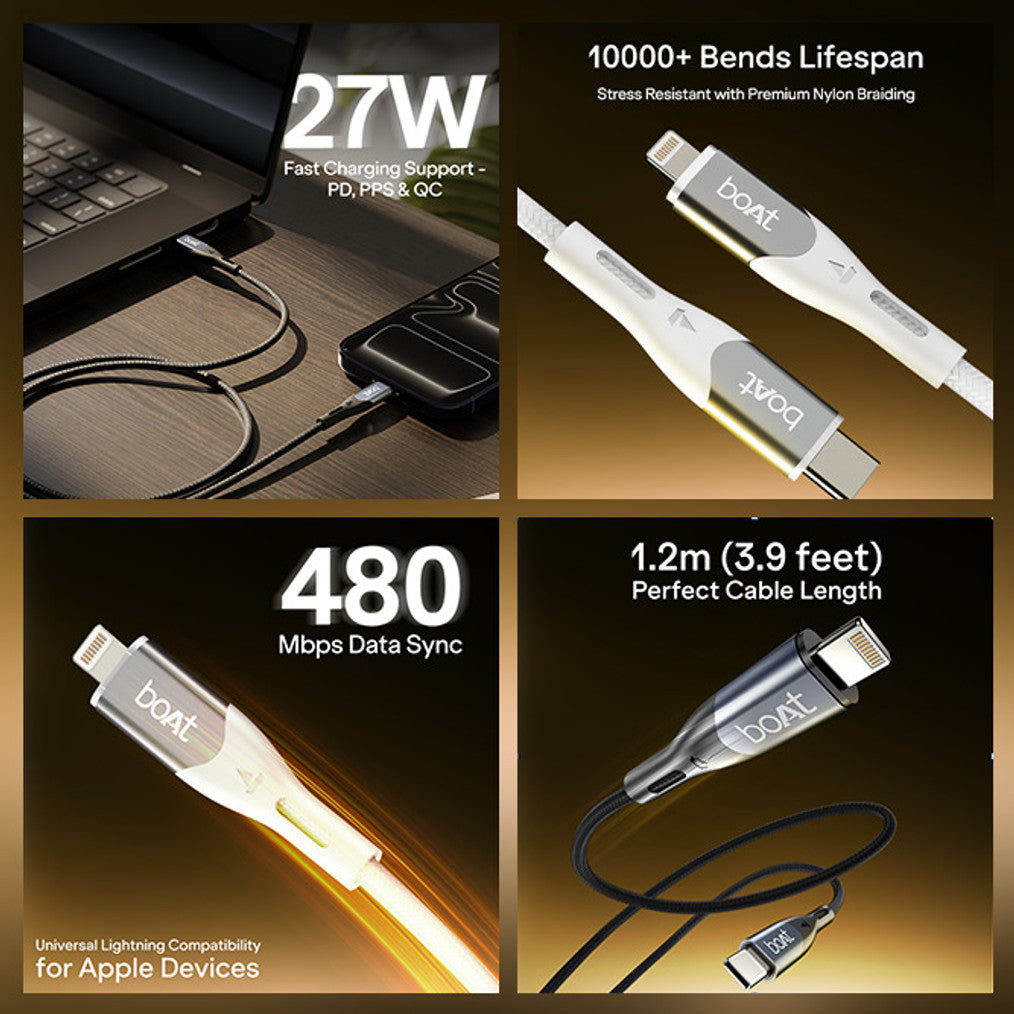boAt Type C 1.2 m Type C to L 27W Cable