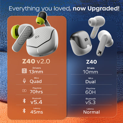 Goboult Z40 with ENC Mic, 60Hr Battery, Metal Finish, Low Latency, 5.3v Bluetooth Headset