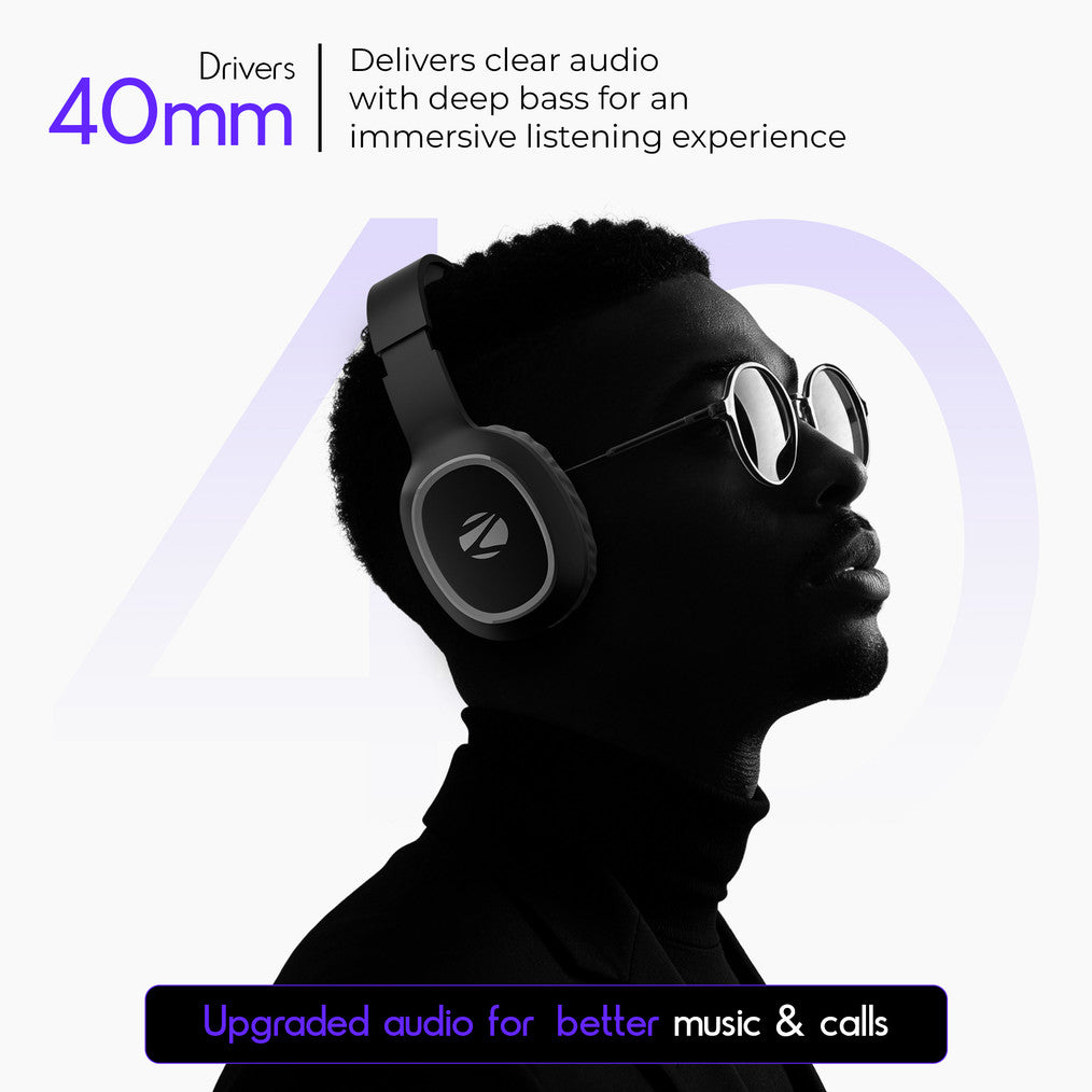 ZEBRONICS Zeb-Thunder, True 60Hr Backup, BT v6.0, Gaming Mode, ENC, AUX, mSD, Dual Pairing Bluetooth Headset