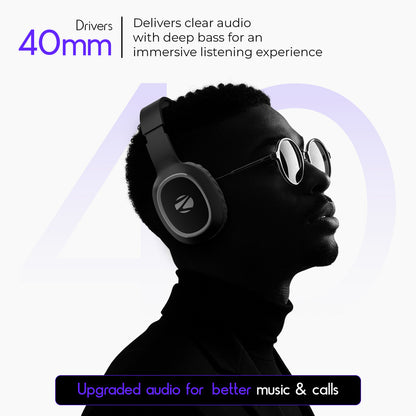 ZEBRONICS Zeb-Thunder, True 60Hr Backup, BT v6.0, Gaming Mode, ENC, AUX, mSD, Dual Pairing Bluetooth Headset