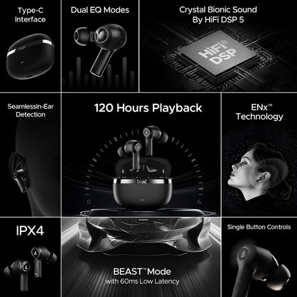 boAt Nirvana Ion with 120 Hours Playback & Crystal Bionic Sound by Hifi DSP 5 Bluetooth Headset