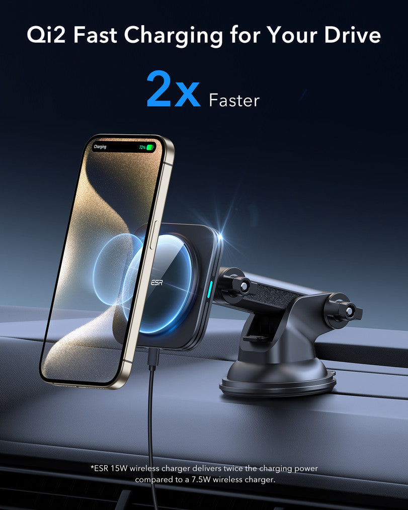 Car Wireless Charger 15W Dashboard Mount