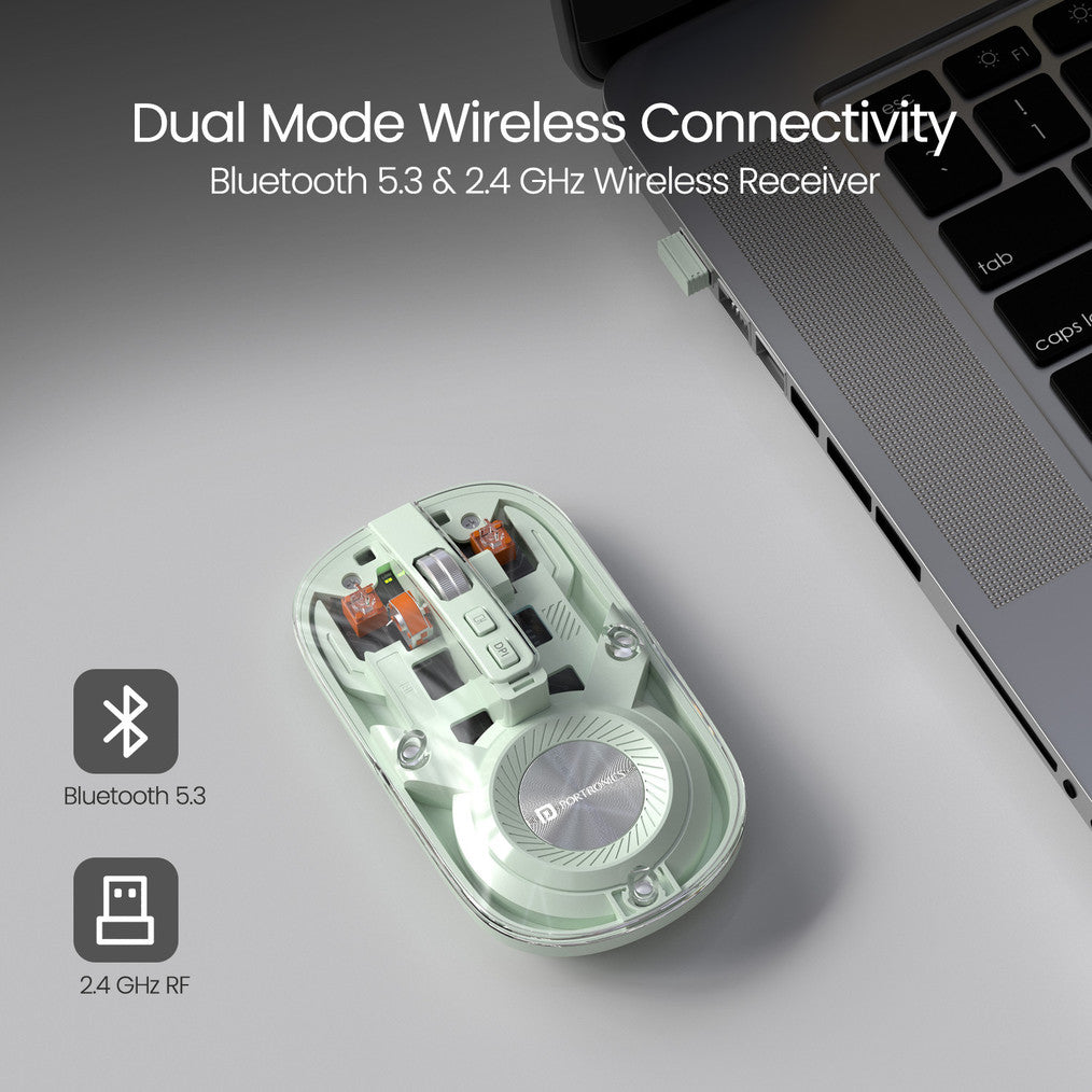 Portronics Toad 8 Ambidextrous Optical Mouse Transparent