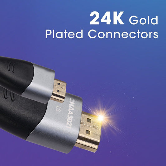 ZEBRONICS HDMI Cable 2 m ZEB-HAA2021 HDMI version 2.1 cable with 8K @ 60Hz, 4K @ 120Hz, eARC & CEC support, 3D compatible, 2 meters length, 48Gbps max
