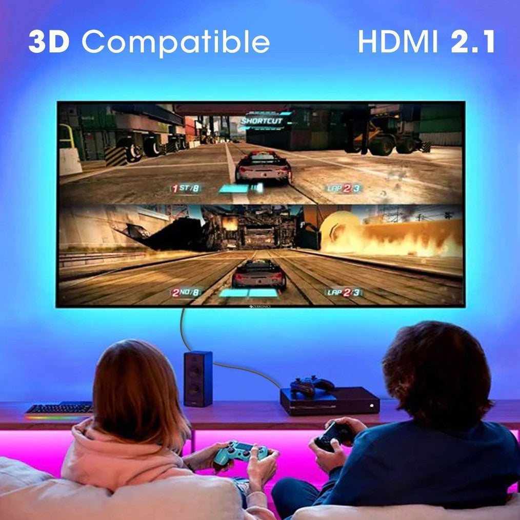 ZEBRONICS HDMI Cable 2 m ZEB-HAA2021 HDMI version 2.1 cable with 8K @ 60Hz, 4K @ 120Hz, eARC & CEC support, 3D compatible, 2 meters length, 48Gbps max