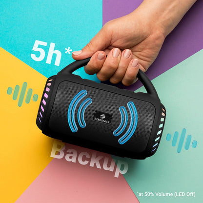 ZEBRONICS County 5 Plus,TWS, USB,8 Multi-Color LED Modes,Call Function,Deep Bass 8 W Bluetooth Speaker